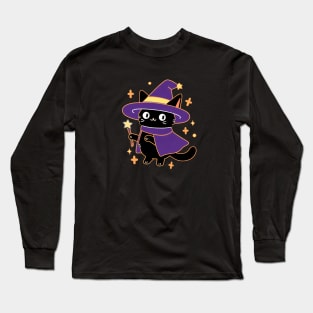 Witch Cat,Black Cat Art Long Sleeve T-Shirt